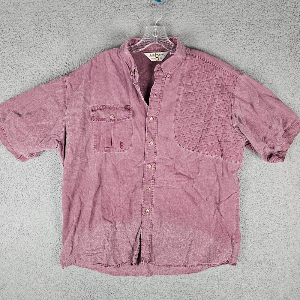 Vintage Bob Allen Shirt‎ Mens XL Padded Shoulder Short Sleeve Collar Button Down